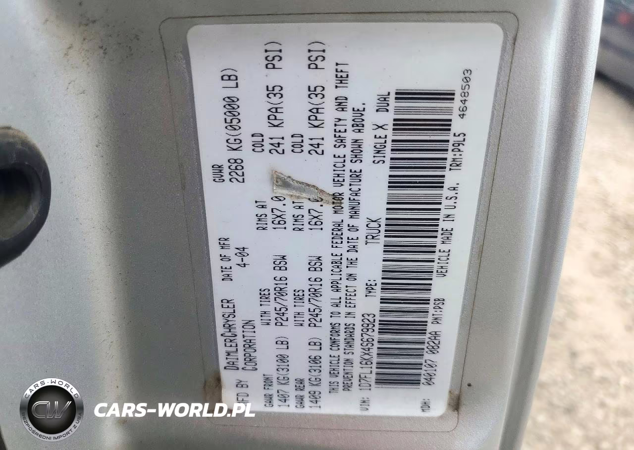 2004 Dodge Dakota Sxt VIN:1D7FL16KX4S679923 - 12