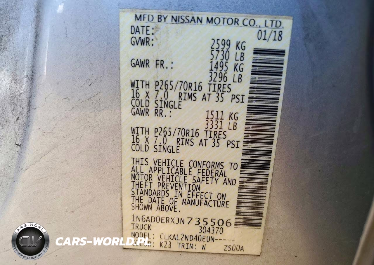 2018 Nissan Frontier Sv VIN:1N6AD0ERXJN735506 - 12