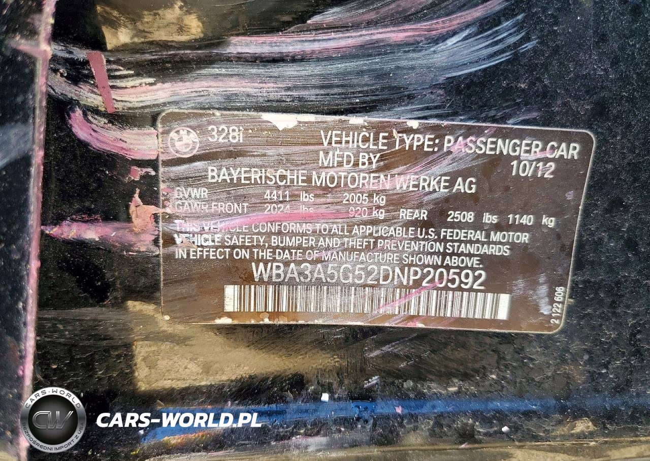 2013 BMW 328 I VIN:WBA3A5G52DNP20592 - 12