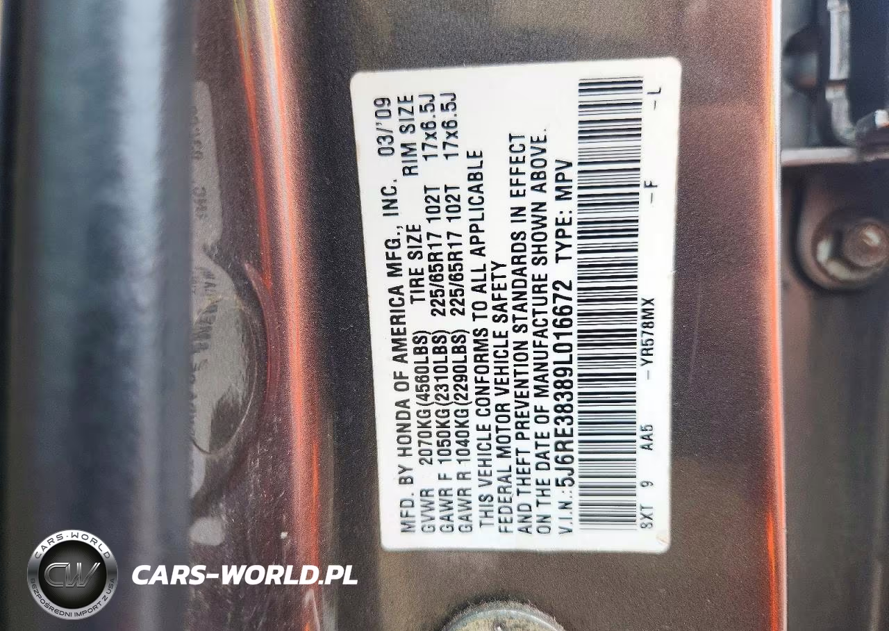 2009 Honda Cr-V Lx VIN:5J6RE38389L016672 - 14