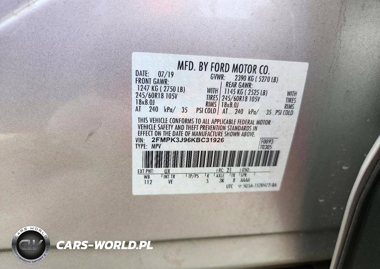 2019 Ford Edge Sel VIN:2FMPK3J96KBC31926 - 13
