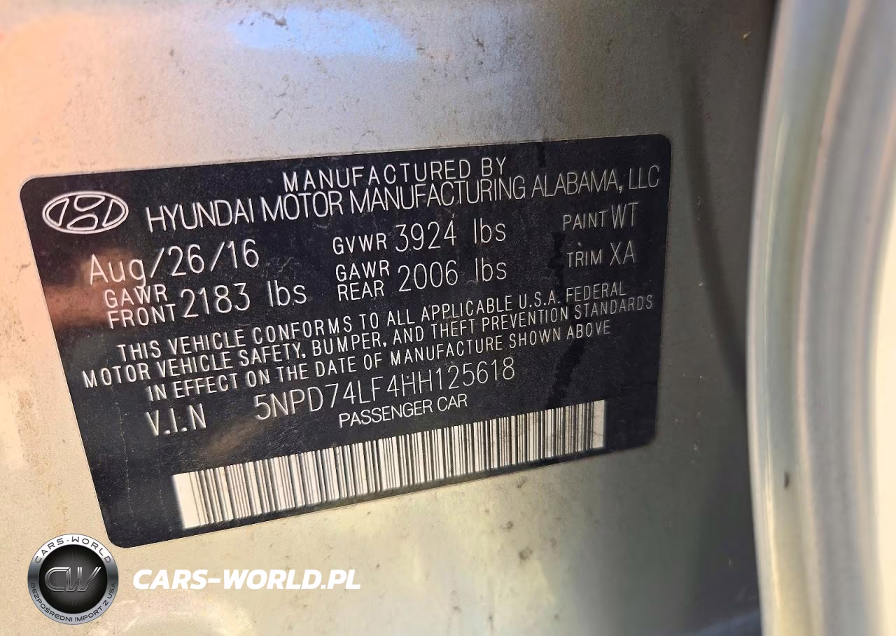 2017 Hyundai Elantra Se VIN:5NPD74LF4HH125618 - 12