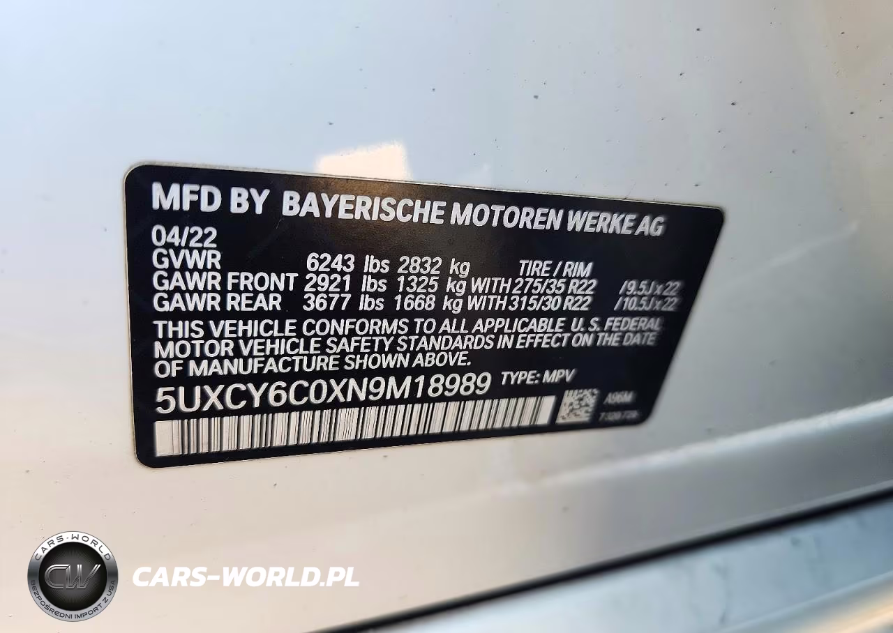 2022 BMW X6 xDrive40I VIN:5UXCY6C0XN9M18989 - 13