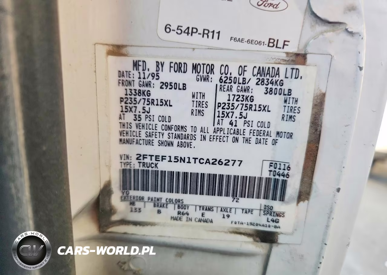 1996 Ford F150 VIN:2FTEF15N1TCA26277 - 12