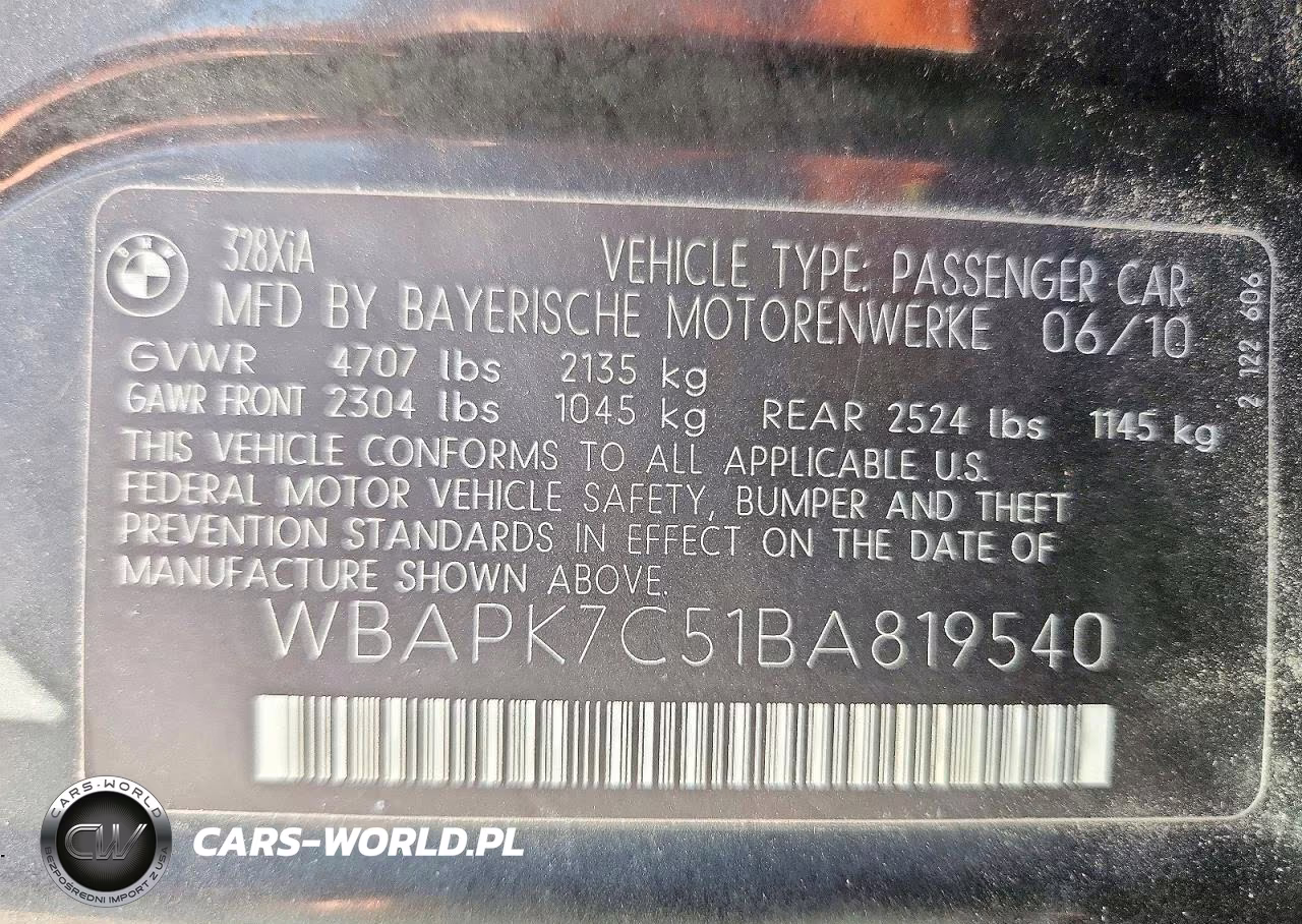 2011 BMW 328 Xi VIN:WBAPK7C51BA819540 - 13