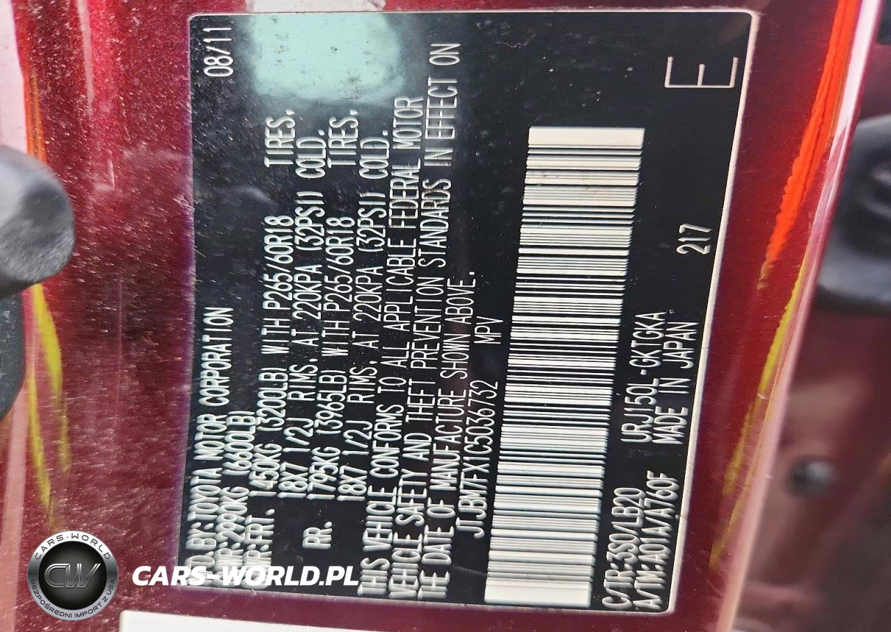2012 Lexus Gx 460 VIN:JTJBM7FX1C5036732 - 13