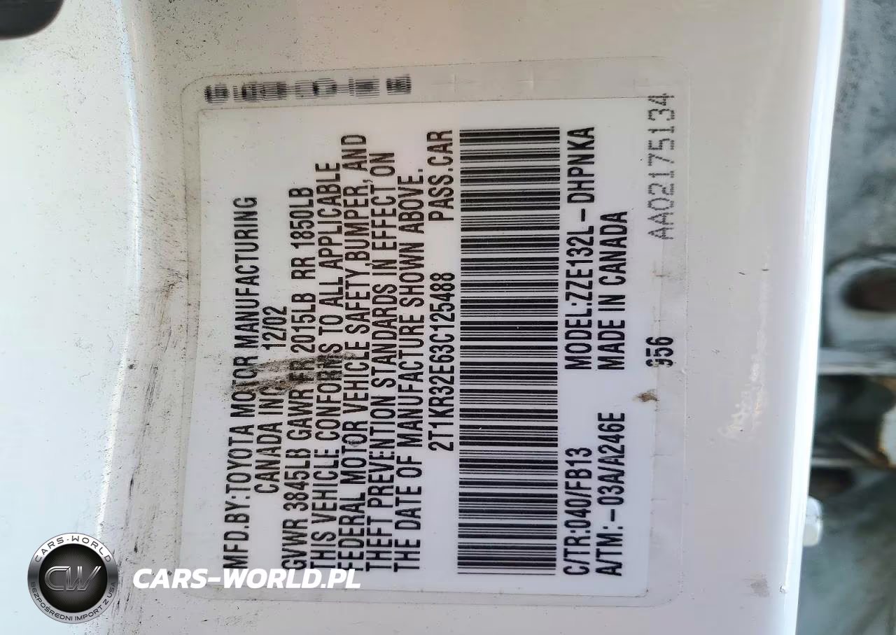 2003 Toyota Matrix Xr VIN:2T1KR32E63C125488 - 13