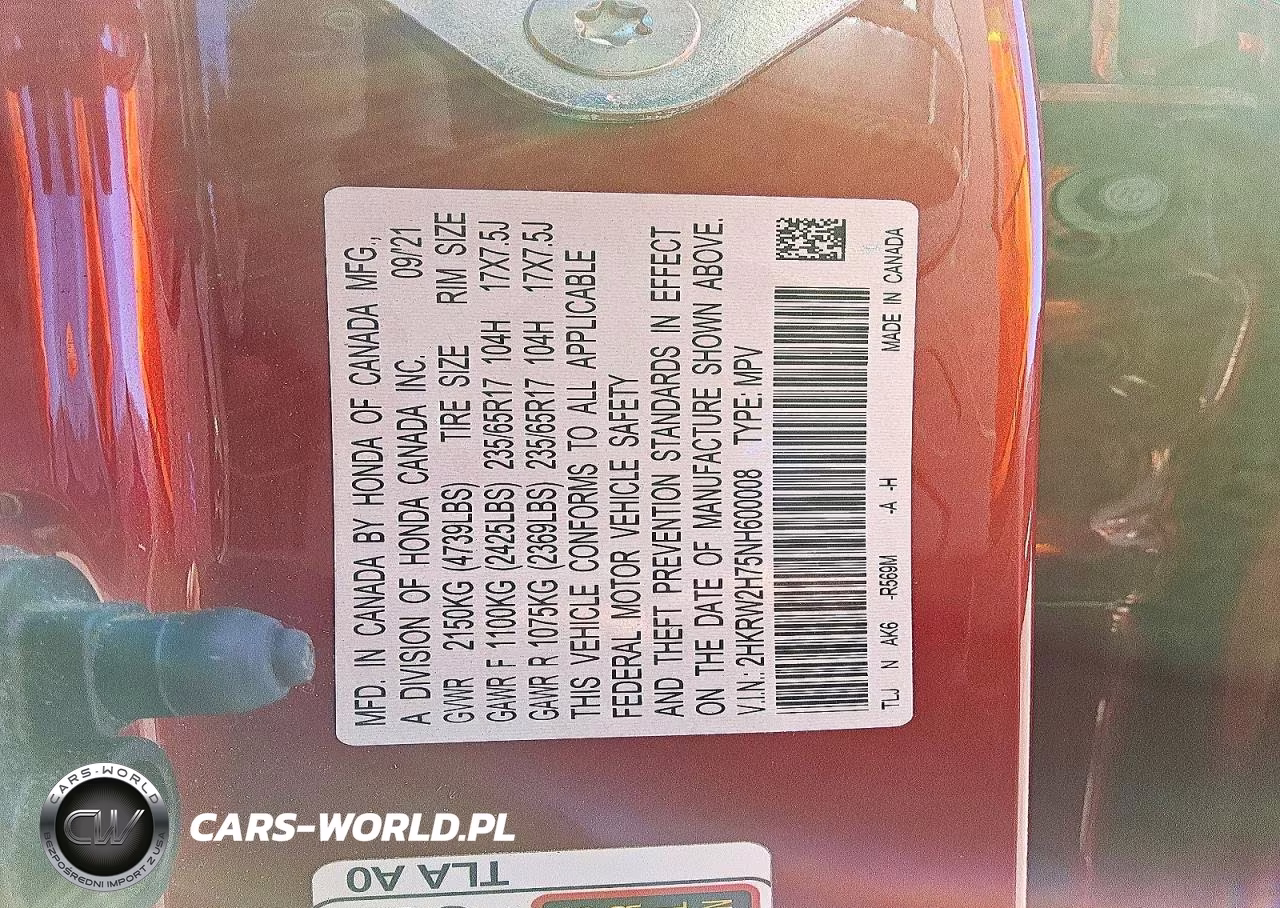 2022 Honda Cr-V Se VIN:2HKRW2H75NH600008 - 13