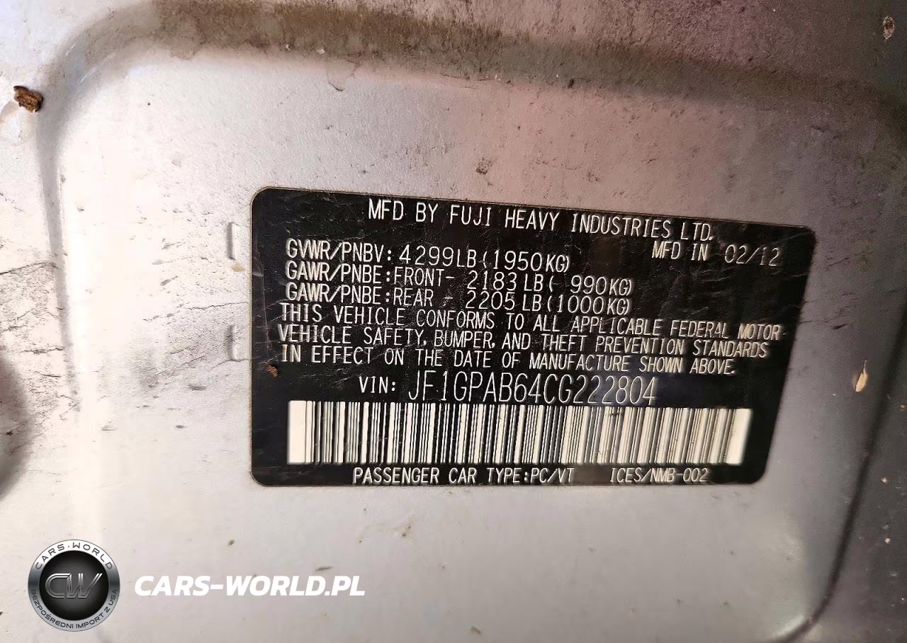 2012 Subaru Impreza Premium VIN:JF1GPAB64CG222804 - 13