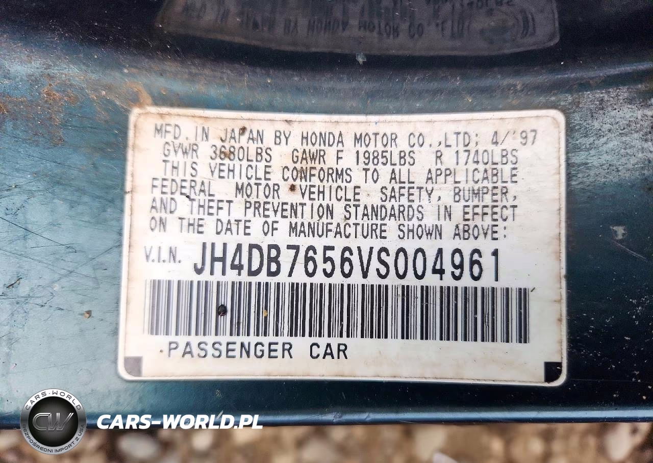 1997 Acura Integra Ls VIN:JH4DB7656VS004961 - 12