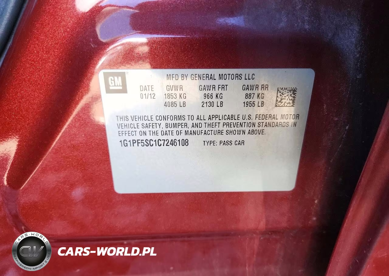 2012 Chevrolet Cruze Lt VIN:1G1PF5SC1C7246108 - 12