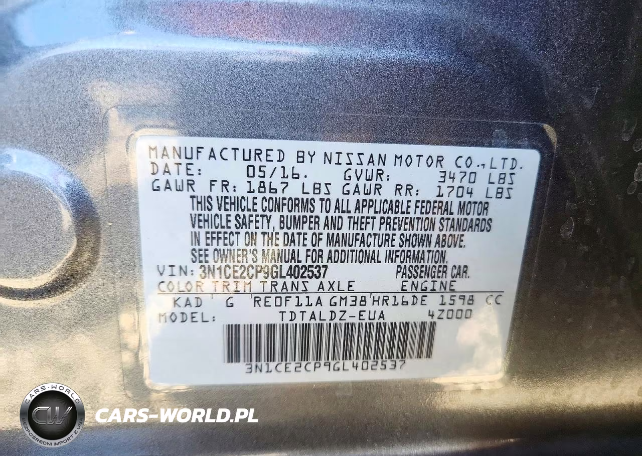 2016 Nissan Versa Note Sv VIN:3N1CE2CP9GL402537 - 13