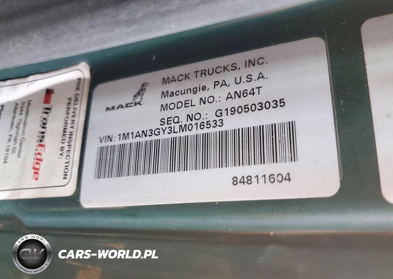 2020 Mack An64T Semi Truck VIN:1M1AN3GY3LM016533 - 11