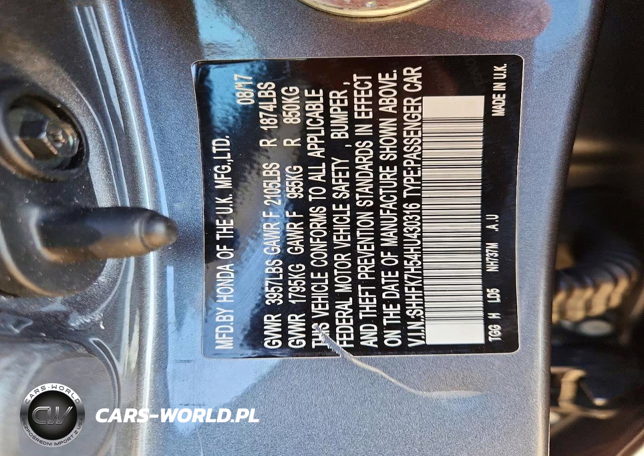 2017 Honda Civic Ex VIN:SHHFK7H54HU430316 - 12