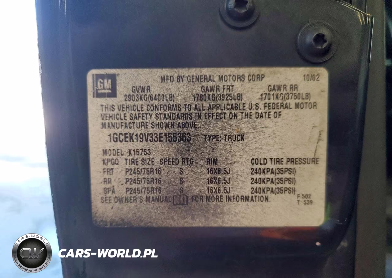 2003 Chevrolet Silverado K1500 VIN:1GCEK19V33E155363 - 12