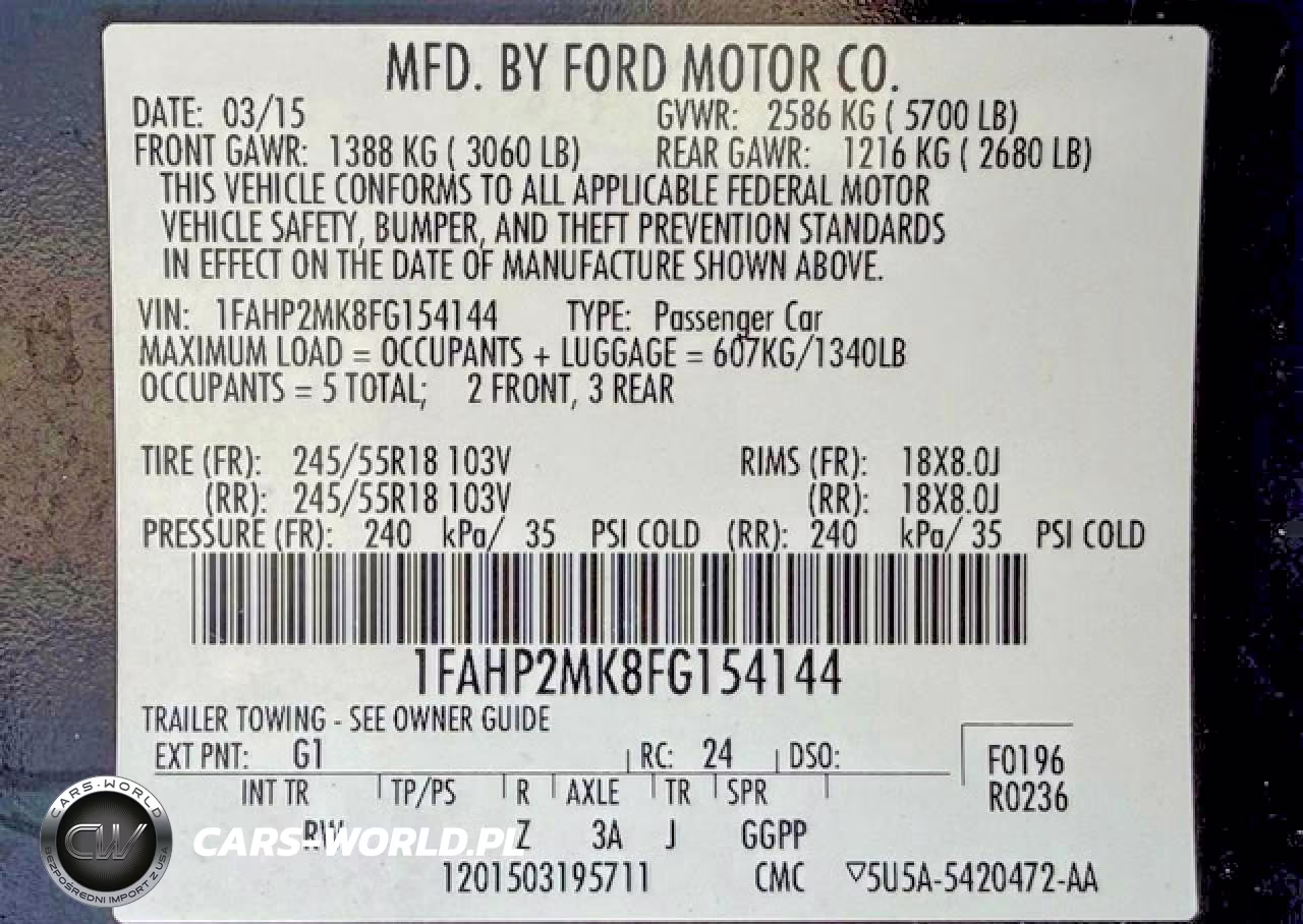 FORD TAURUS POL VIN:1FAHP2MK8FG154144 - 14
