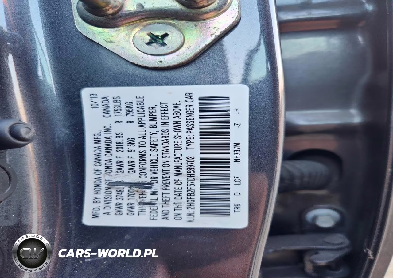 2013 Honda Civic Lx VIN:2HGFB2F57DH589702 - 12