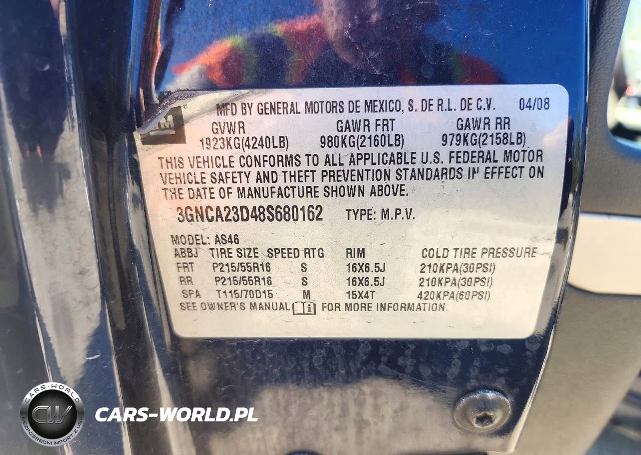 2008 Chevrolet Hhr Lt VIN:3GNCA23D48S680162 - 13