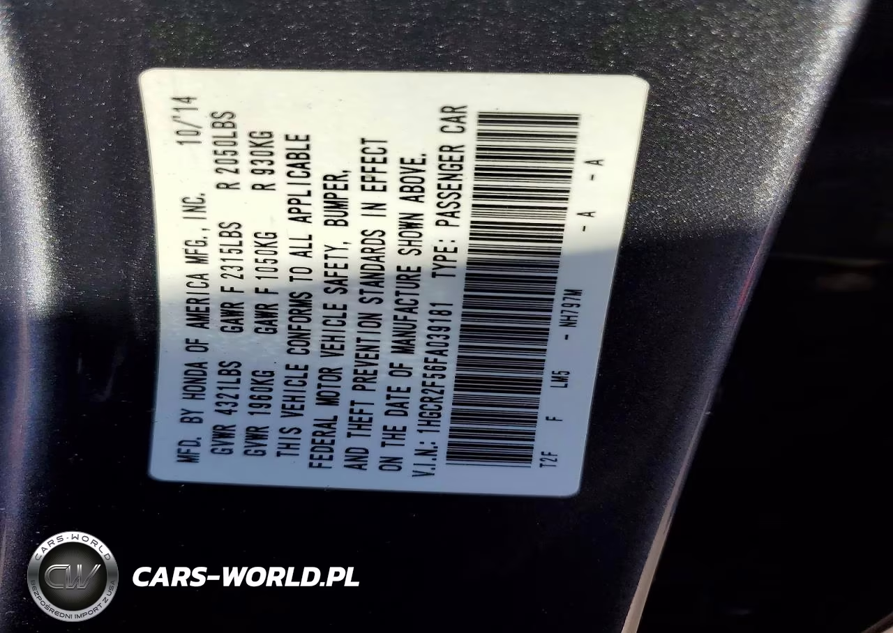 2015 Honda Accord Sport VIN:1HGCR2F56FA039181 - 12