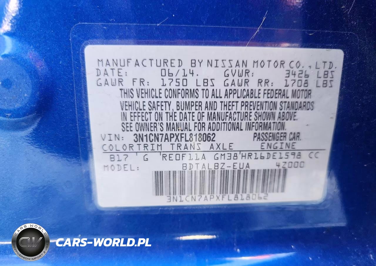 2015 Nissan Versa 1.6 Sv VIN:3N1CN7APXFL818062 - 12