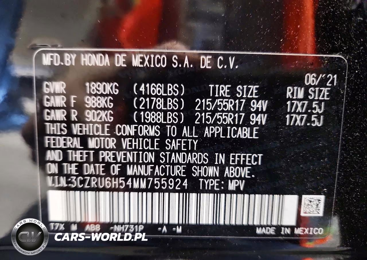 2021 Honda Hr-V Ex VIN:3CZRU6H54MM755924 - 12