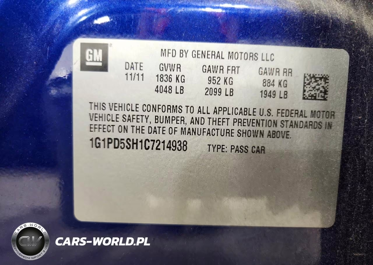 2012 Chevrolet Cruze Ls VIN:1G1PD5SH1C7214938 - 12