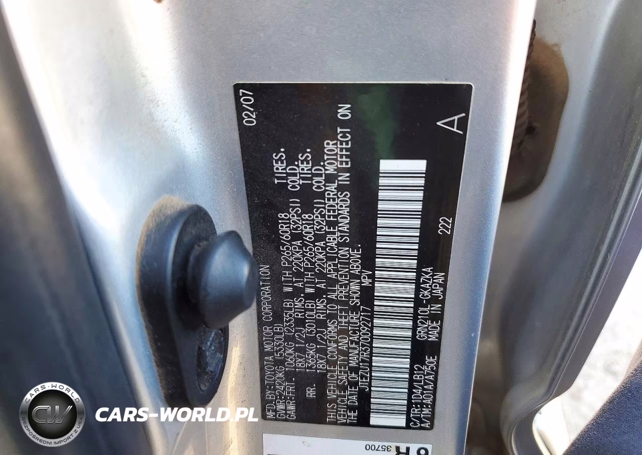 2007 Toyota 4Runner Limited VIN:JTEZU17R370092717 - 12