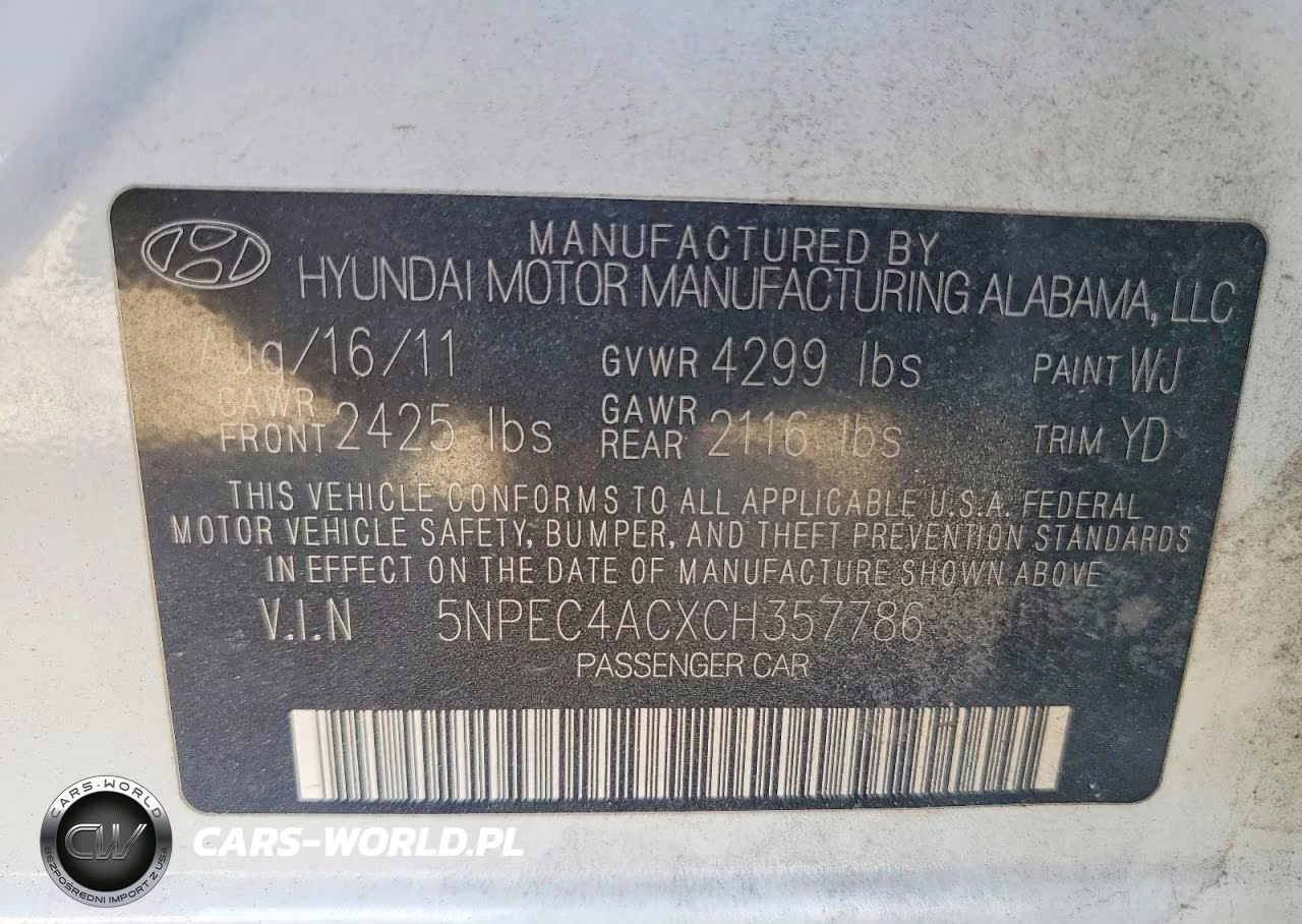 2012 Hyundai Sonata Limited VIN:5NPEC4ACXCH357786 - 13