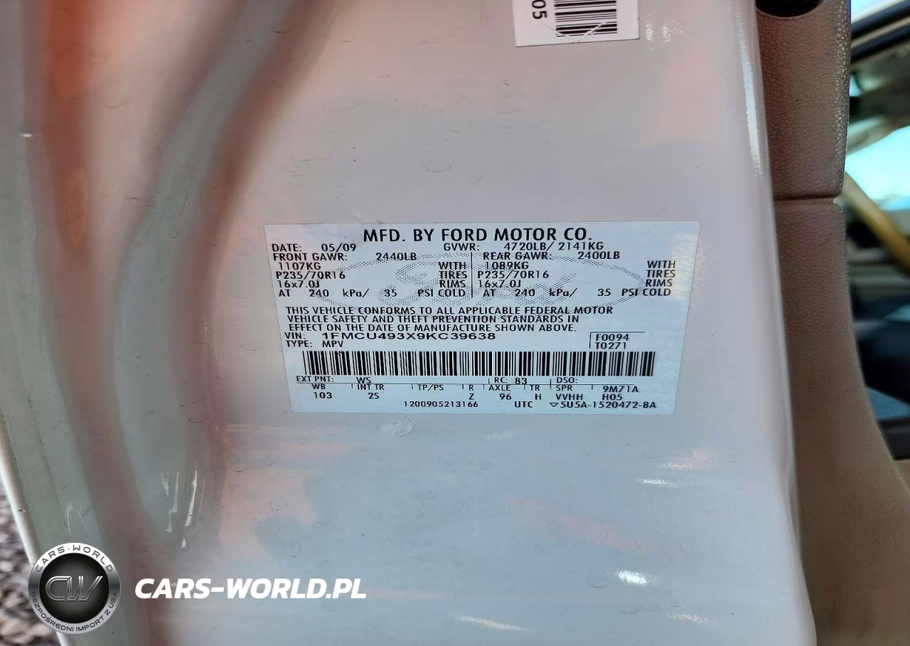 2009 Ford Escape Hybrid VIN:1FMCU493X9KC39638 - 13