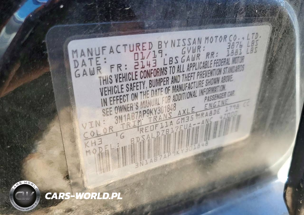 2019 Nissan Sentra Sv VIN:3N1AB7AP9KY301848 - 12