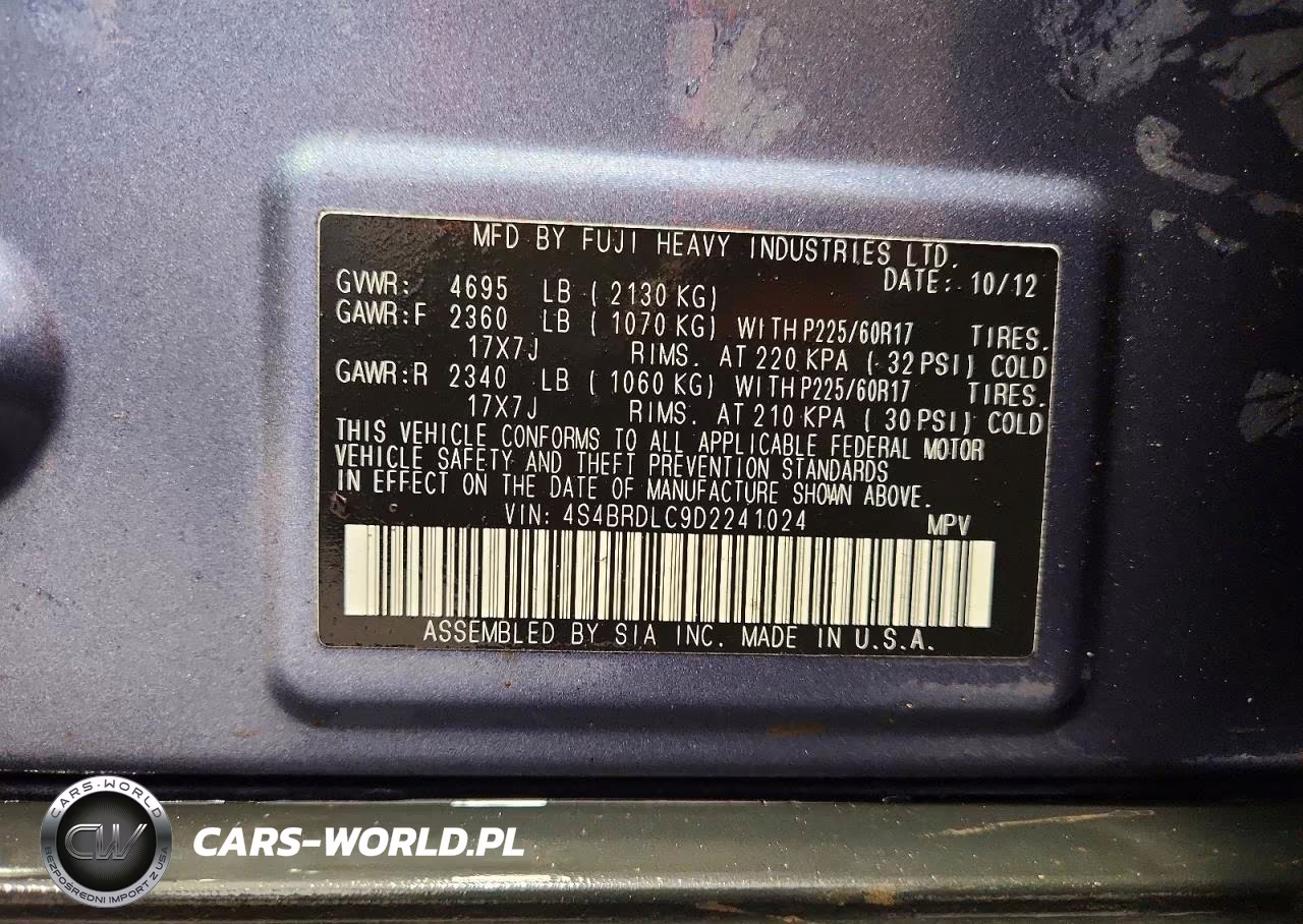 2013 Subaru Outback 3.6R Limited VIN:4S4BRDLC9D2241024 - 13