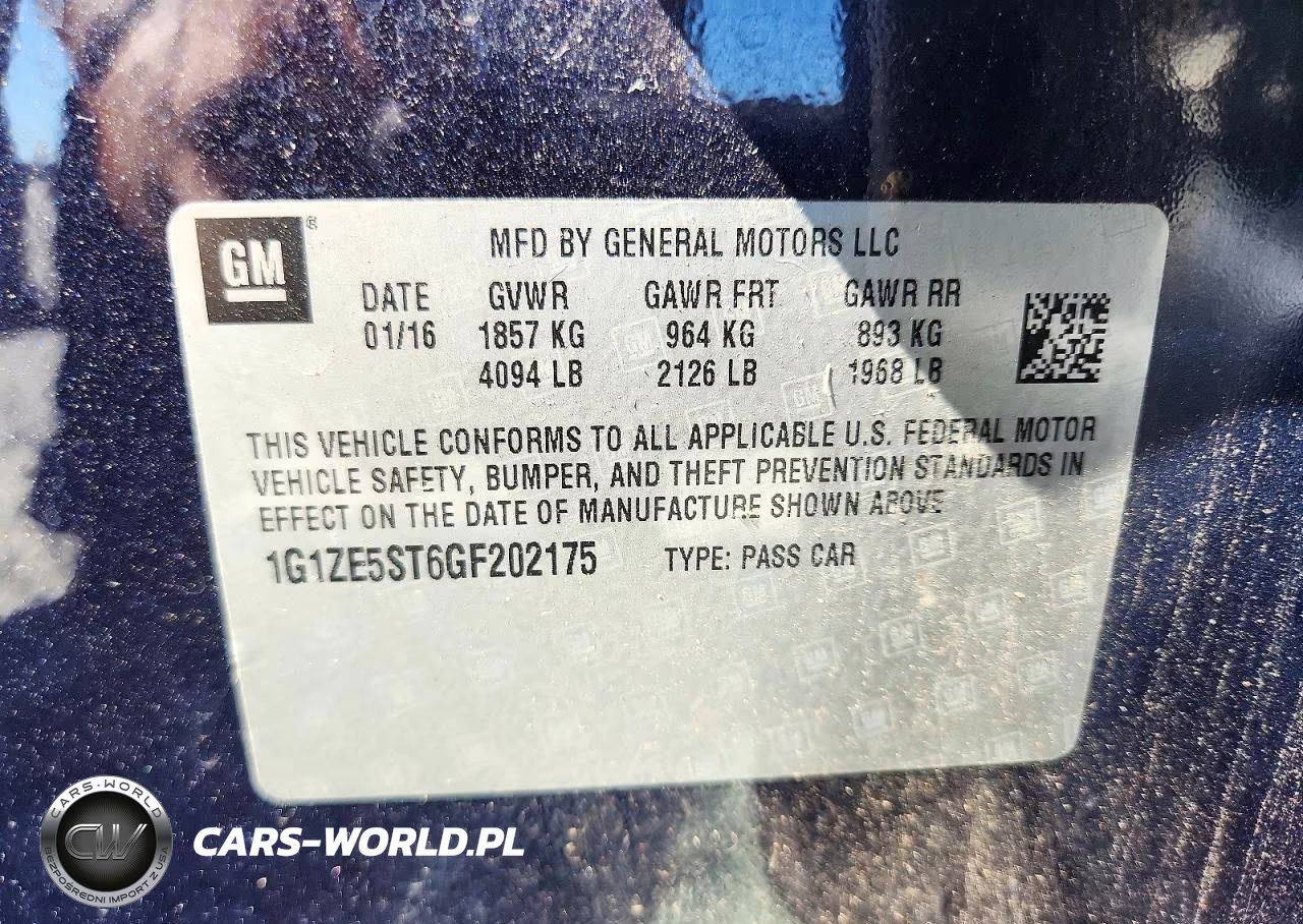 2016 Chevrolet Malibu Lt VIN:1G1ZE5ST6GF202175 - 12