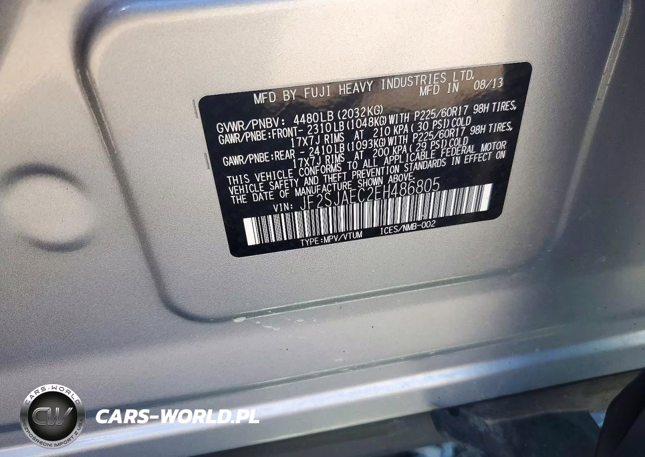 2014 Subaru Forester 2.5I Premium VIN:JF2SJAEC2EH486805 - 13