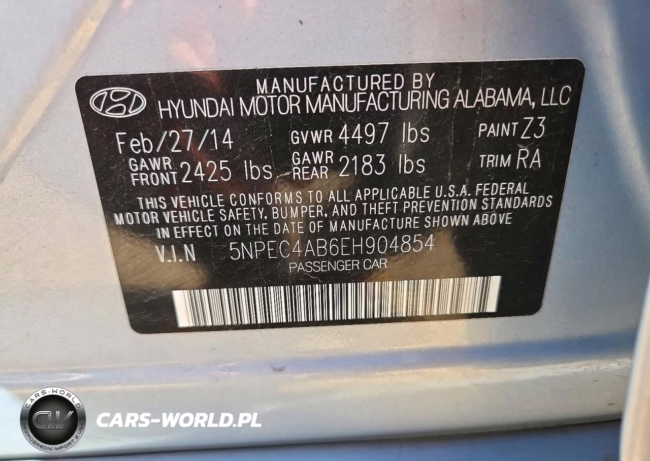 2014 Hyundai Sonata Limited 2.0T VIN:5NPEC4AB6EH904854 - 12