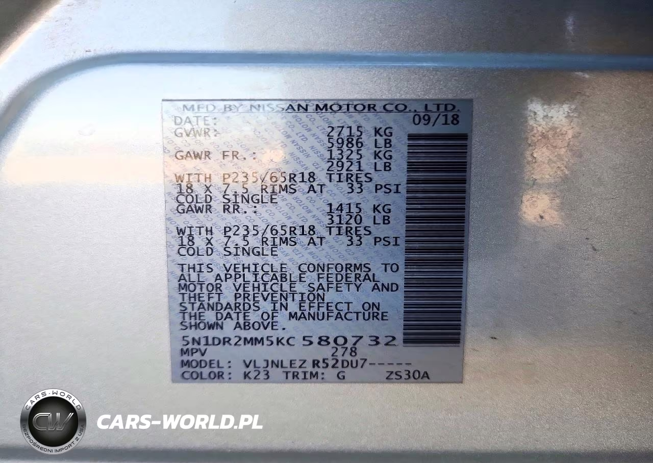 2019 Nissan Pathfinder Sv VIN:5N1DR2MM5KC580732 - 13