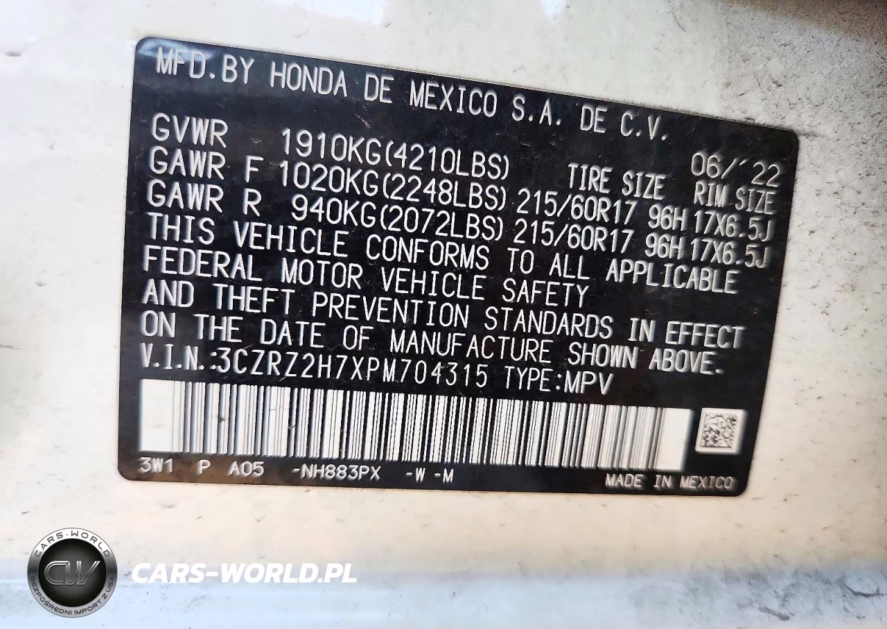 2023 Honda Hr-V Exl VIN:3CZRZ2H7XPM704315 - 13