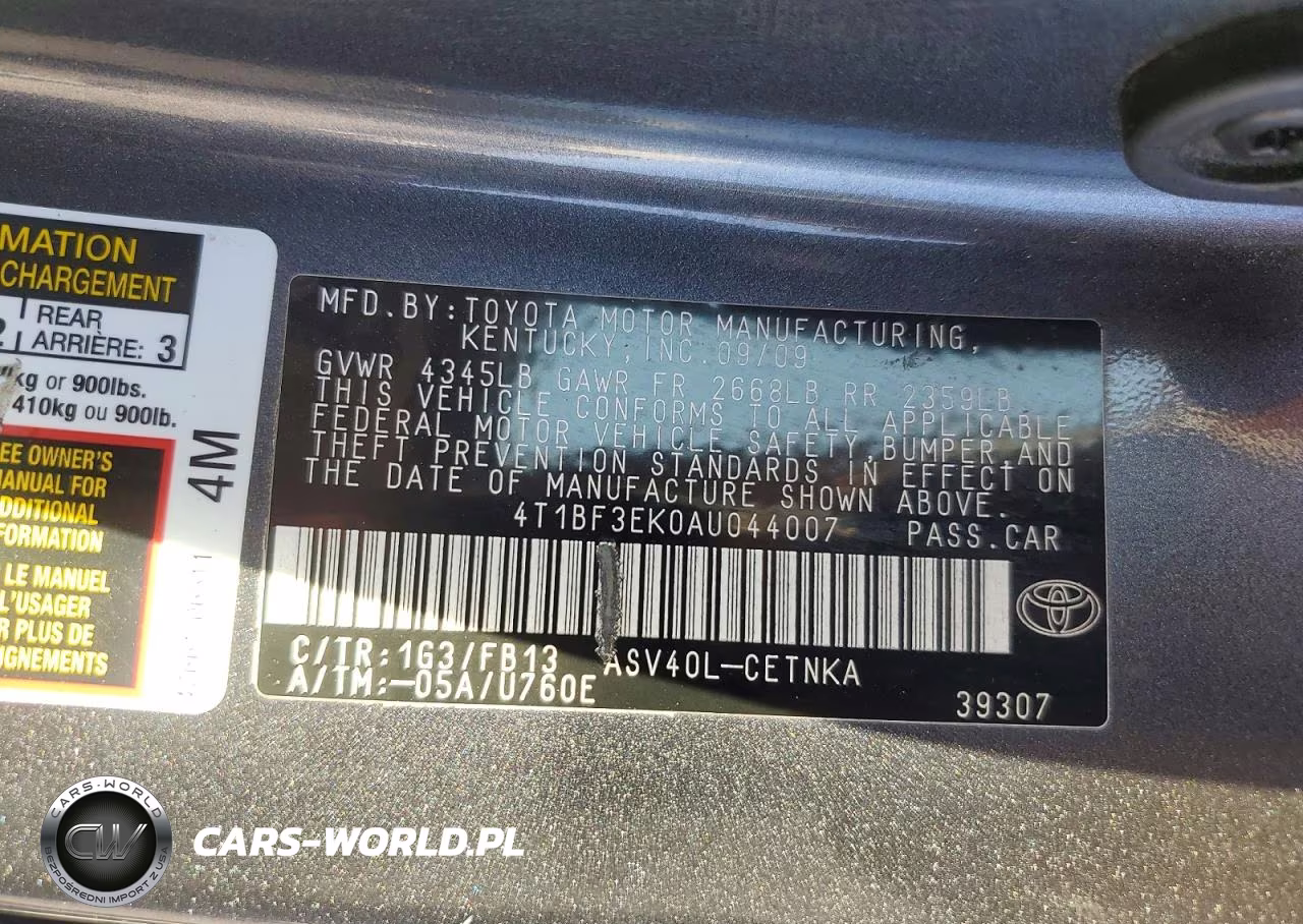 2010 Toyota Camry Le VIN:4T1BF3EK0AU044007 - 12