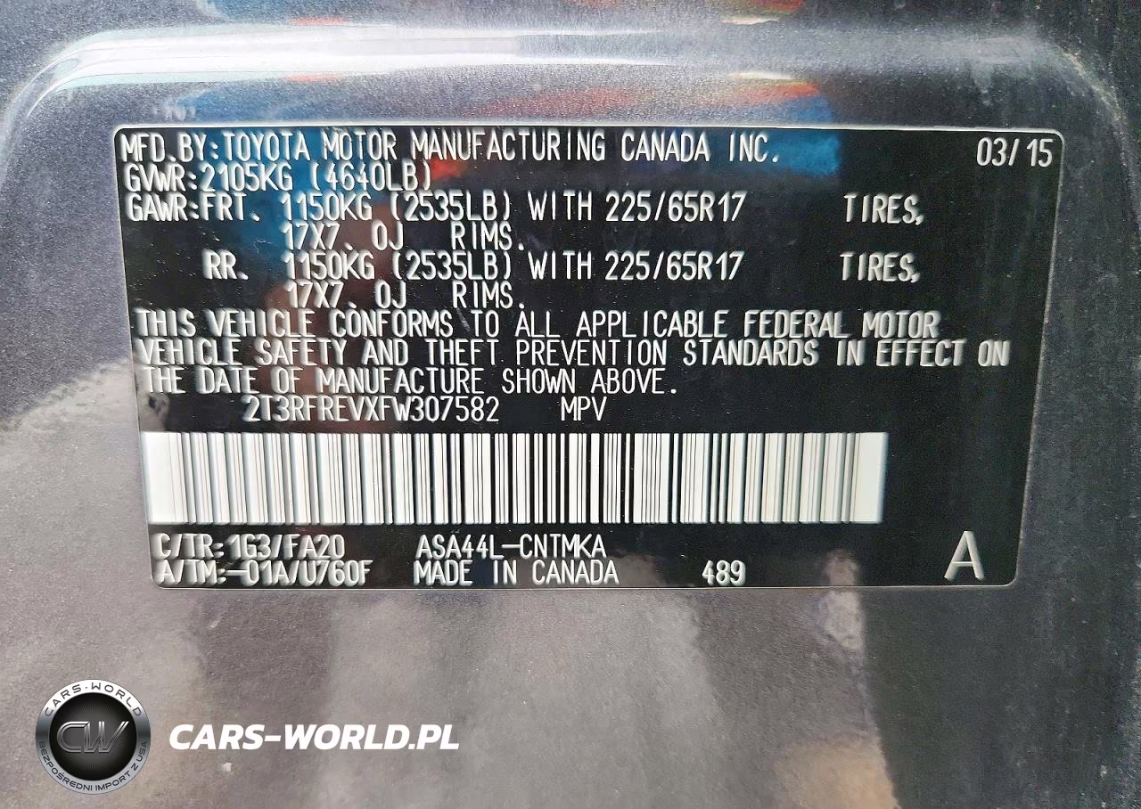 2015 Toyota Rav4 Xle VIN:2T3RFREVXFW307582 - 13