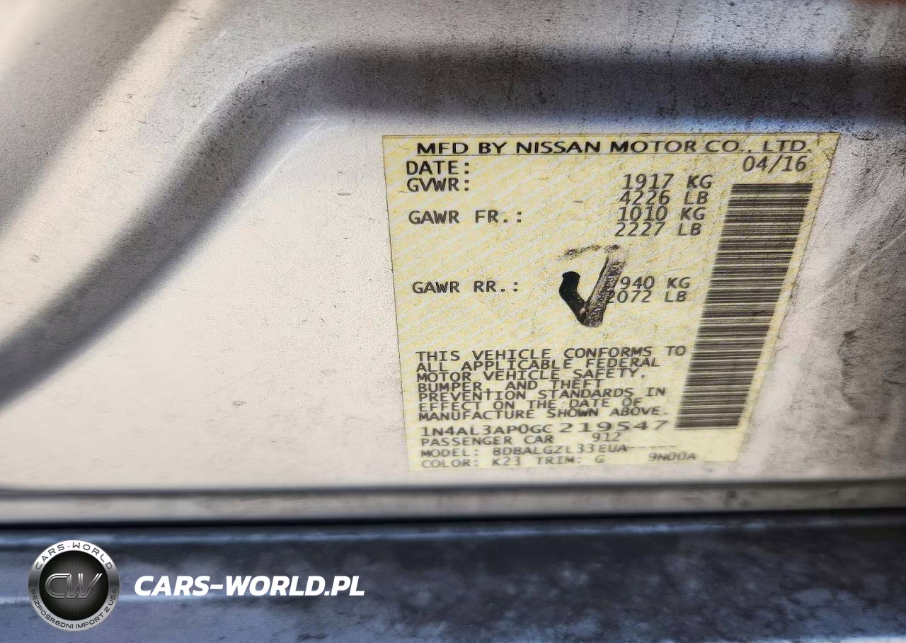 2016 Nissan Altima 2.5 S VIN:1N4AL3AP0GC219547 - 12