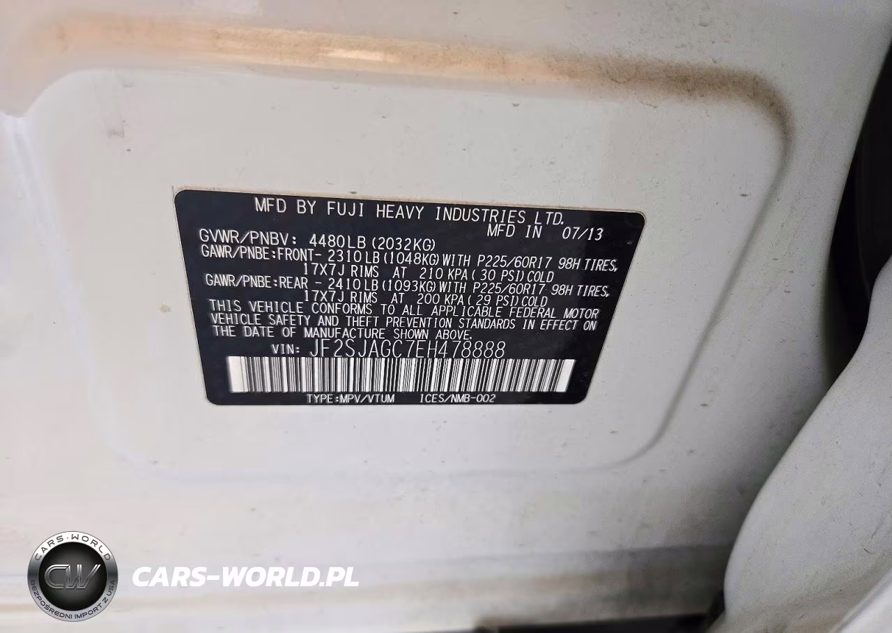2014 Subaru Forester 2.5I Premium VIN:JF2SJAGC7EH478888 - 13
