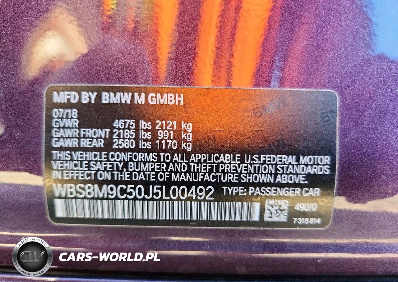 2018 BMW M3 VIN:WBS8M9C50J5L00492 - 13