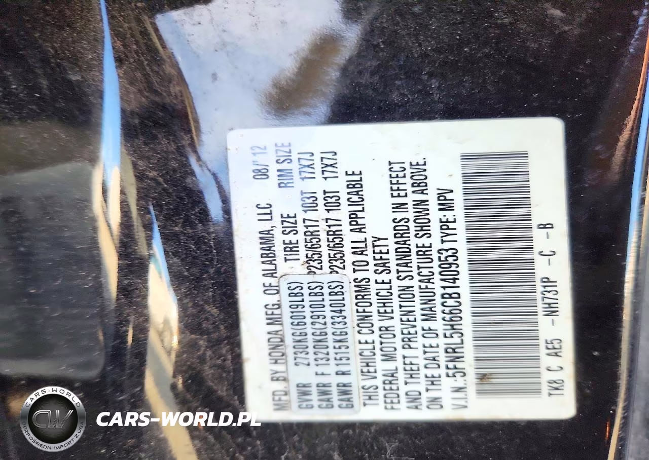 2012 Honda Odyssey Exl VIN:5FNRL5H66CB140953 - 13