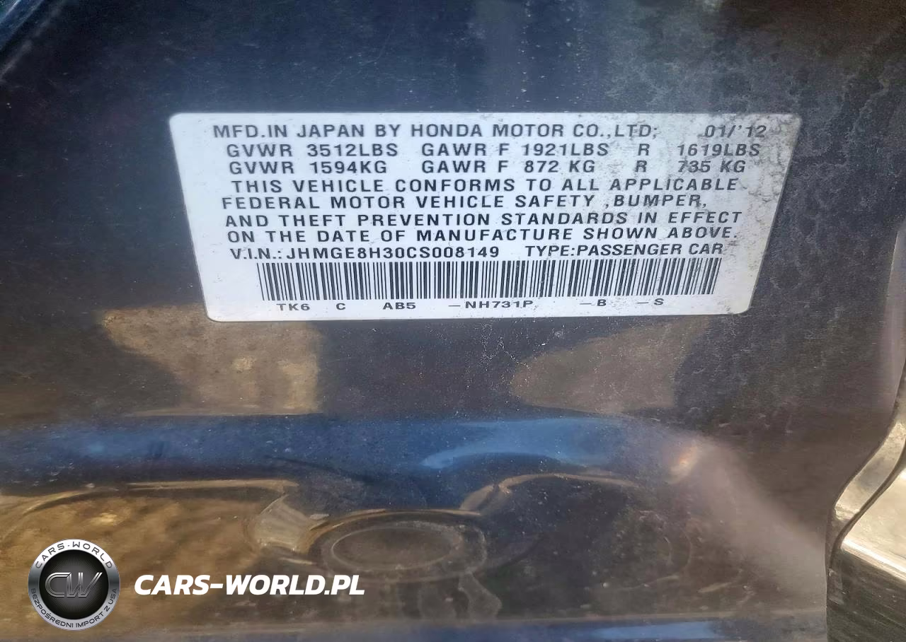 2012 Honda Fit VIN:JHMGE8H30CS008149 - 12