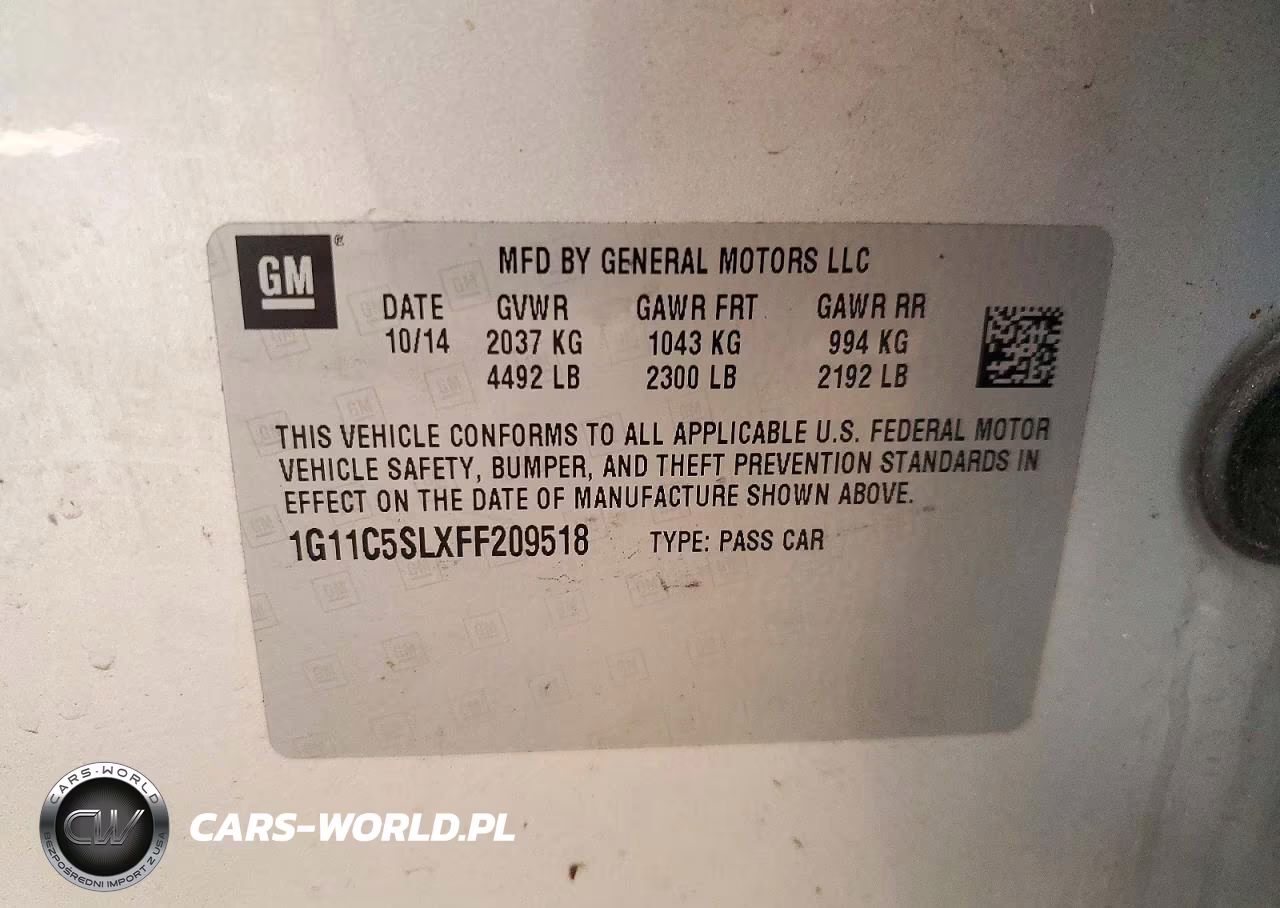 2015 Chevrolet Malibu 1Lt VIN:1G11C5SLXFF209518 - 12