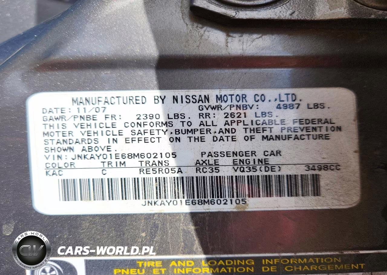 2008 Infiniti M35 Base VIN:JNKAY01E68M602105 - 12