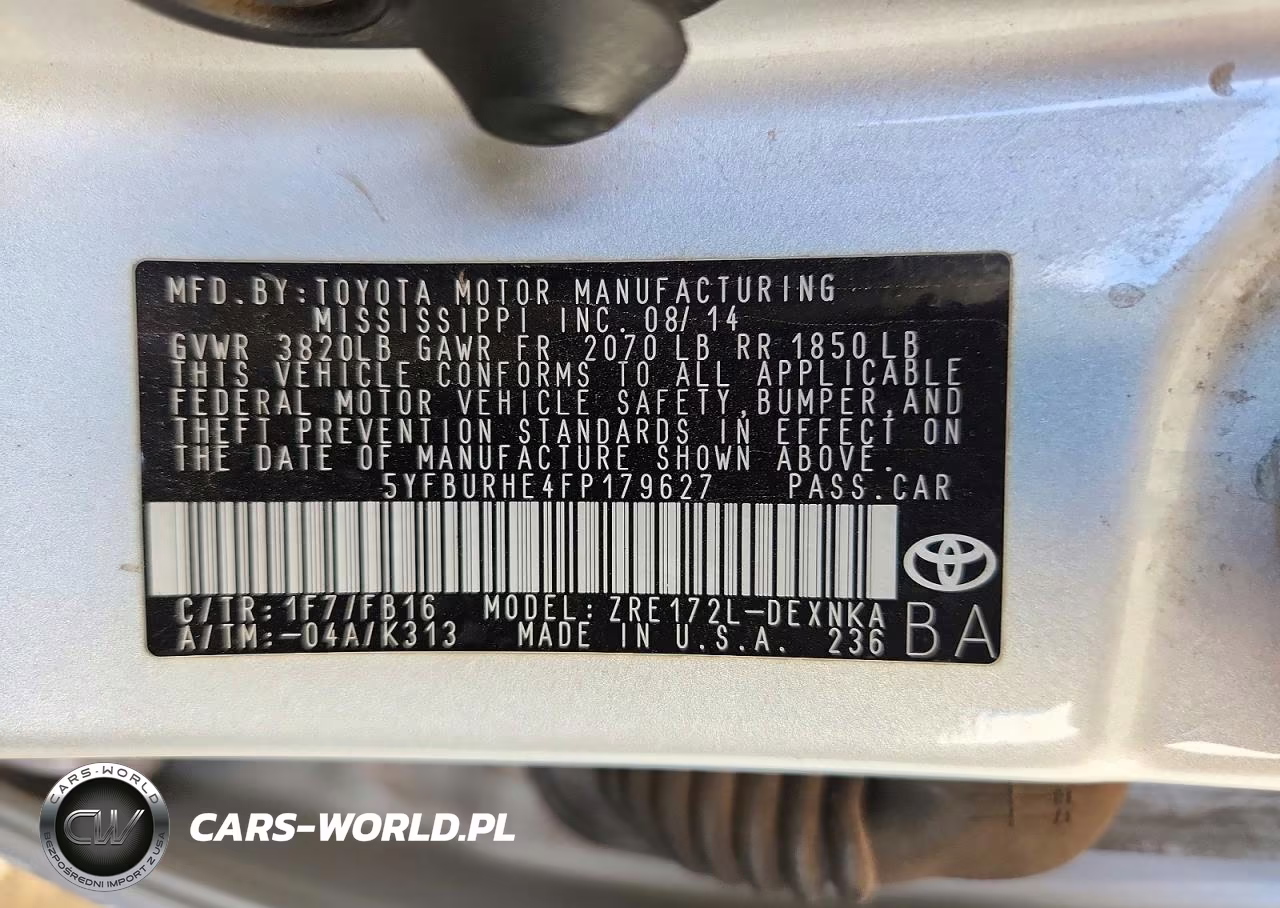 2015 Toyota Corolla Le VIN:5YFBURHE4FP179627 - 12