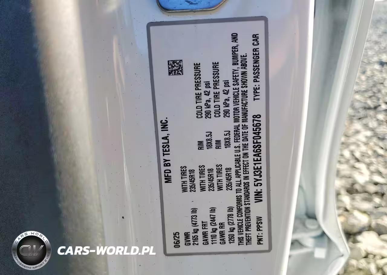 2025 Tesla Model 3 VIN:5YJ3E1EA6SF045678 - 12