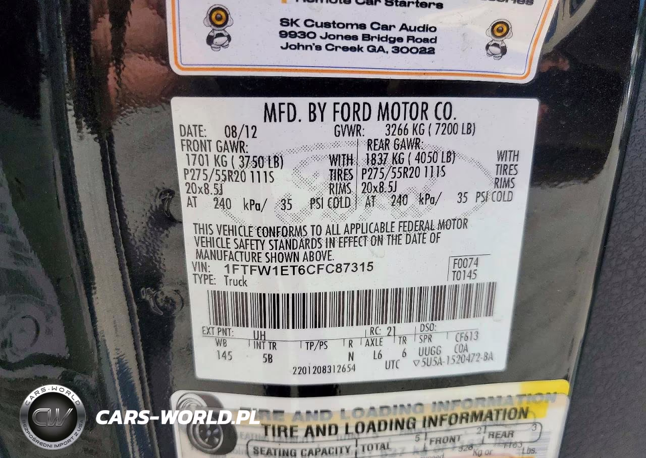 2012 Ford F150 Supercrew VIN:1FTFW1ET6CFC87315 - 12