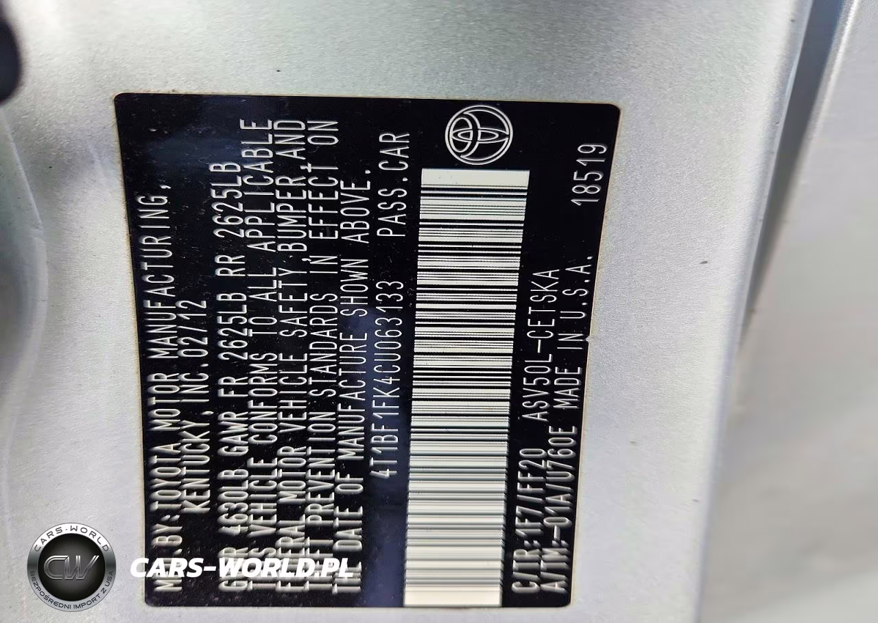2012 Toyota Camry Se VIN:4T1BF1FK4CU063133 - 12