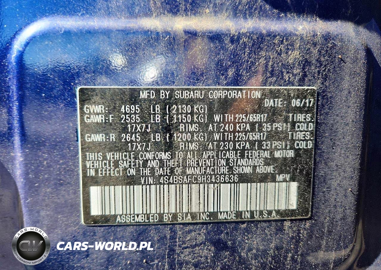 2017 Subaru Outback 2.5I Premium VIN:4S4BSAFC9H3436636 - 13